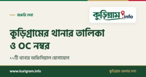 কুড়িগ্রাম জেলার থানার তালিকা ও OC নম্বর (১১টি থানা)