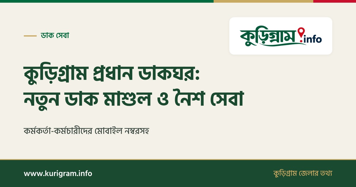কুড়িগ্রাম প্রধান ডাকঘর: নতুন ডাক মাশুল ও নৈশ সেবা